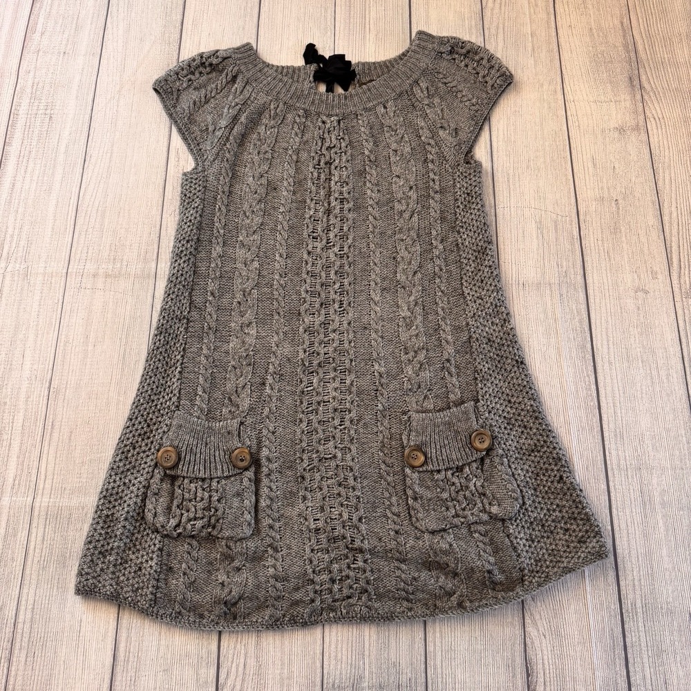 FREE PEOPLE Women's Chunky Cable Knit Cap Sleeve Tunic Sweater Mini Dress Medium